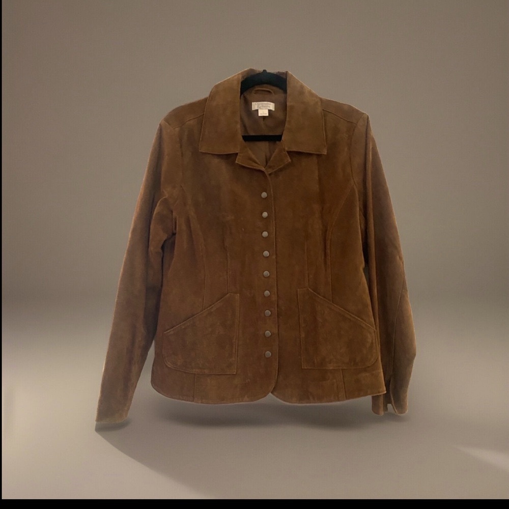 Christopher & Banks Suede Brown Jacket Perfect Condition Large Lined Gorgeous